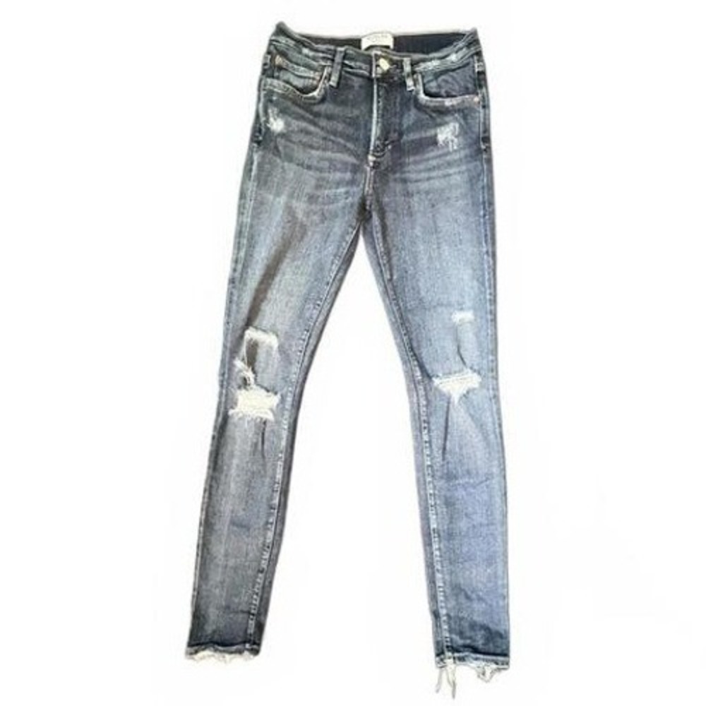 Agolde Skinny Jeans Dark Wash Distressed Raw Hem 27